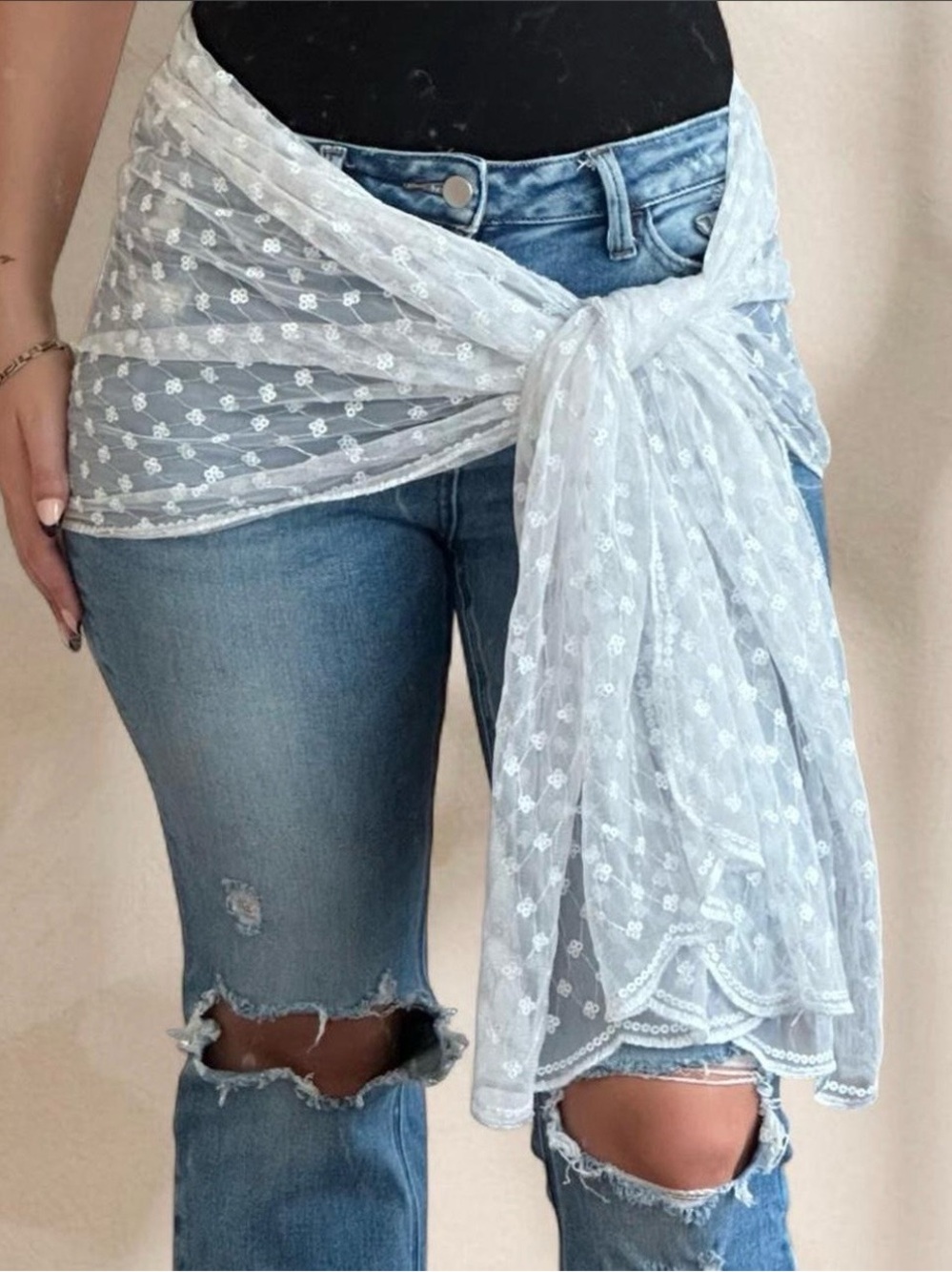 White Sequin Scarf/Wrap